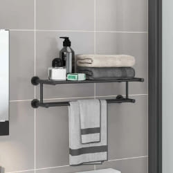 vidaXL Porte-serviettes Noir 61 x 23 x 17 cm Acier inoxydable