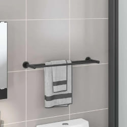 vidaXL Porte-serviettes Noir 61 x 14.5 x 5 cm Acier inoxydable