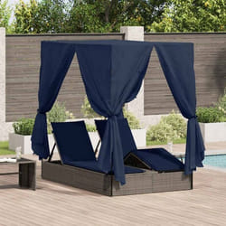 Chaise longue - transat - bain de soleil Vidaxl Transat double avec toit Gris 205 x 129 x 200 cm Rattan PE