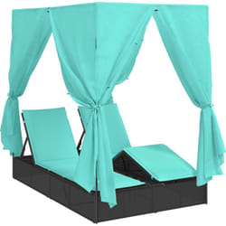 Vidaxl - Lit de soleil double avec des rideaux Réglable Noir Double