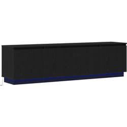 Meuble tv avec led en chêne noir 180x38x49 cm en bois d'ingénierie Vidaxl