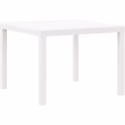 Cette table à manger de patio blanche minimaliste est super pour l'extérieur; alliant praticité et style épuré. Sa finition l ...