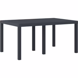 Cette table de patio rectangulaire, faite en plastique robuste, est idéale pour les repas en extérieur et apporte une touche ...