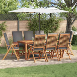 vidaXL Chaise de jardin 8 pcs Marron 57 x 71.5 x 104cm Teck massif