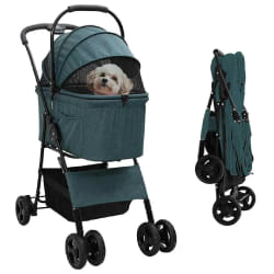vidaXL Poussette Pliante pour Animaux Réglable Vert 81 x 47 x 99 cm