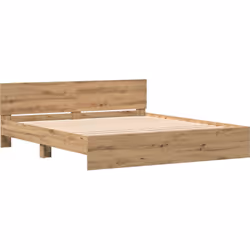 Donne un coup de neuf à ta chambre avec le cadre de lit vidaXL chic en chêne artisanal. Il est bien conçu pour s'intégrer dan ...