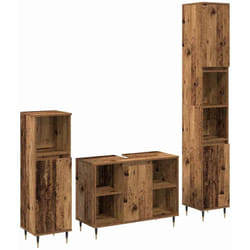 Vidaxl Ensemble De Meubles De Salle De Bain Autre 3 Pcs Bois Ancien