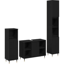 Mobilier de salle de bain 3 pièces Chêne noir Bois d'ingénierie vidaXL
