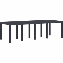 Cette grande table de patio, faite en plastique synthétique résistant, affiche une couleur anthracite stylée avec une finitio ...