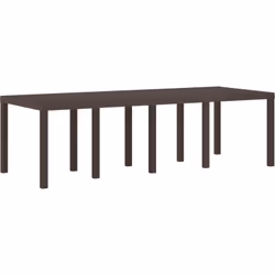 Cette table de salle à manger extérieure, fabriquée en plastique synthétique de qualité, a une belle couleur marron, ce qui e ...