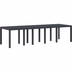 Cette grande table de patio de vidaXL est faite en métal solide et en bois naturel, avec une finition anthracite qui donne du ...