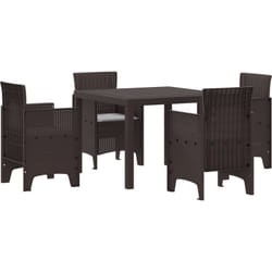 Vidaxl - Set repas jardin 5 pièces avec coussins marron poly rotin