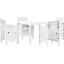 Ensemble repas jardin blanc en poly rotin 5 pièces vidaXL
