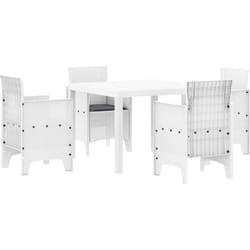 Ensemble de salle à manger de jardin de 5 pièces avec coussins en Blanc Poly Rattan Vidaxl