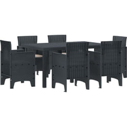 Set de Salle à Manger de Jardin 7 Pièces avec Coussins Anthracite Rattan Poly vidaXL