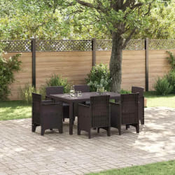vidaXL Ensemble de Salle à Manger de Jardin 7 pcs Marron Osier PE