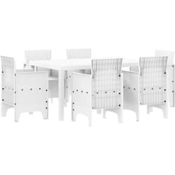 Ensemble de salle à manger de jardin 7 pièces en poly rotin blanc vidaXL