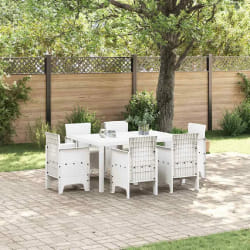 vidaXL Ensemble de salle à manger pour jardin 7 pcs Blanc Rattan Polt