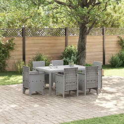 vidaXL Ensemble de Salle à Manger de Jardin - Poly Rotin Gris Clair
