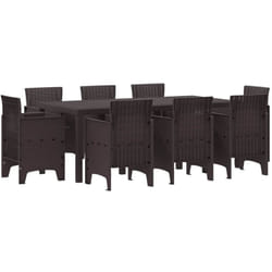 Vidaxl - Ensemble de salle à manger pour jardin 9 pcs Marron Rattan Polt
