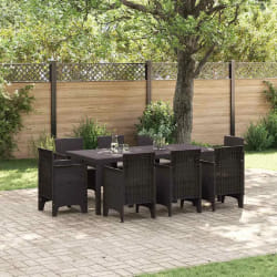 vidaXL Ensemble de salle à manger pour jardin 9 pcs Marron Rattan Polt