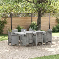 vidaXL Ensemble de salle à manger pour jardin 9 pcs Gris clair