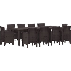 Vidaxl - Ensemble salle à manger jardin 11 pièces marron poly rotin
