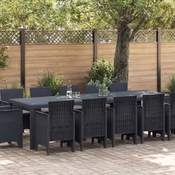 Ensemble de salle à manger de jardin vidaXL en 13 pièces avec coussins anthracite poly rattan 3378613
