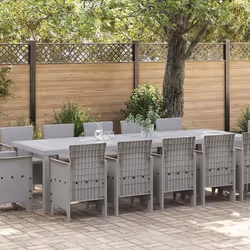 Ensemble de salle à manger jardin 13 pièces vidaXL avec coussins gris clair poly rattan 3378628
