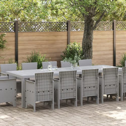 Ensemble de salle à manger jardin 13 pièces vidaXL avec coussins gris clair poly rattan 3378628