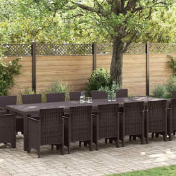 vidaXL Ensemble de salle à manger pour jardin 15 pcs Marron