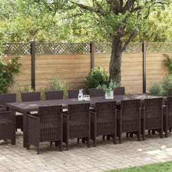 vidaXL Ensemble de salle à manger pour jardin 15 pcs Marron