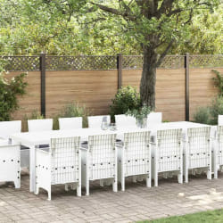 vidaXL Ensemble de salle à manger pour jardin 15 pcs Blanc Rattan Polt