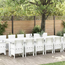 vidaXL Ensemble de salle à manger pour jardin 15 pcs Blanc Rattan Polt