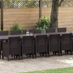 Ensemble Salle à Manger Jardin vidaXL 17 Pièces avec Coussins Marron Poly Rotin 3378660
