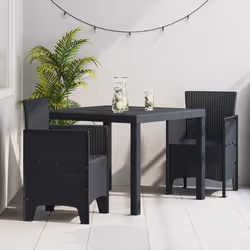 vidaXL Ensemble de salle à manger de jardin 3 pièces en polyrotin anthracite 3378672