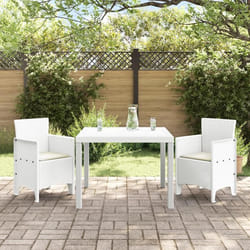 vidaXL Ensemble salle à manger de jardin 3 pièces avec coussins Blanc Rotin synthétique 3378686