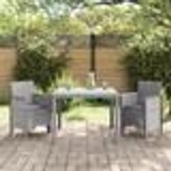 vidaXL Ensemble repas jardin 3 pcs Gris clair Compact Plastique