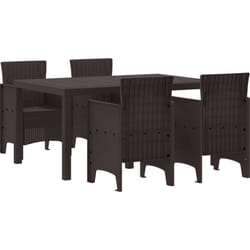 Ensemble de Salle à Manger de Jardin de 5 Pièces en Poly Rattan Marron Vidaxl