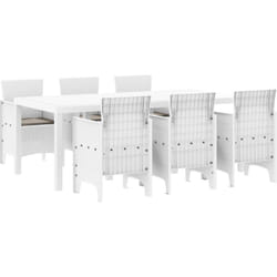 Ensemble de Salle à Manger de Jardin 7 Pièces avec Coussins Blanc Poly Rattan Vidaxl