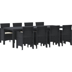 Ensemble de Salle à Manger de Jardin en 9 Pièces avec Coussins Anthracite en Rattan Poly vidaXL