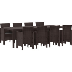 Ensemble de salle à manger de jardin de 9 pièces marron poly rattan Vidaxl