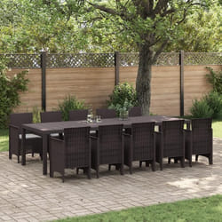 Ensemble de Salle à Manger de Jardin vidaXL 11 Pièces avec Coussins Marron Poly Rattan 3378759