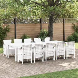Ensemble de salle à manger de jardin vidaXL 11 pièces blanc en poly rattan 3378762