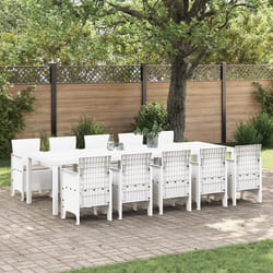 Ensemble de salle à manger de jardin vidaXL 11 pièces blanc poly rattan 3378763