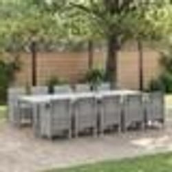 Ensemble de salle à manger de jardin 11 pièces vidaXL avec coussins gris clair en poly rattan 3378769