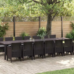 vidaXL Ensemble de salle à manger pour jardin 15 pcs Marron