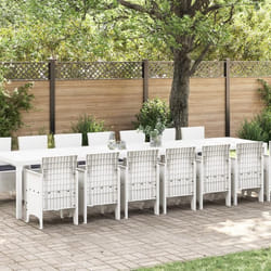 vidaXL Ensemble de repas de jardin 15 pièces avec coussins en poly rotin blanc 3378805