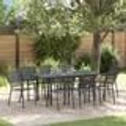 vidaXL Ensemble de salle à manger de jardin 9 pcs Noir Grand Métal