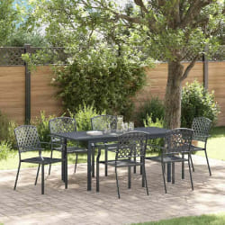 vidaXL Ensemble de salle à manger pour jardin 7 pcs Anthracite Acier
